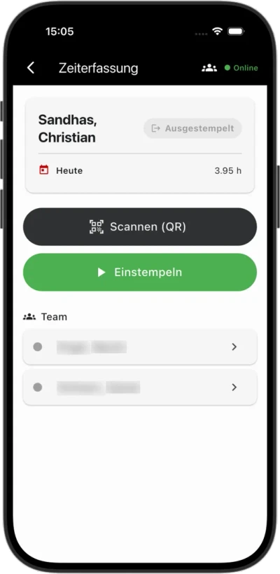 Redmont Mobile – Zeiterfassung